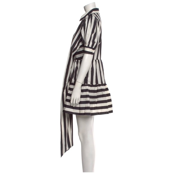 FARM Rio Black and Cream Striped Mini Dress with Front Tie - Picture 2 of 11